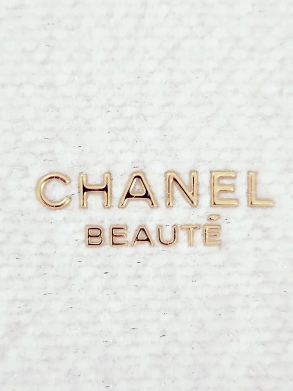 CHANEL Cream Bouclé Beaute Crossbody with Gold Chain